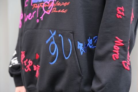 doublet MESSAGE EMBROIDERY HOODIE"BLACK"style.2020.9.12.