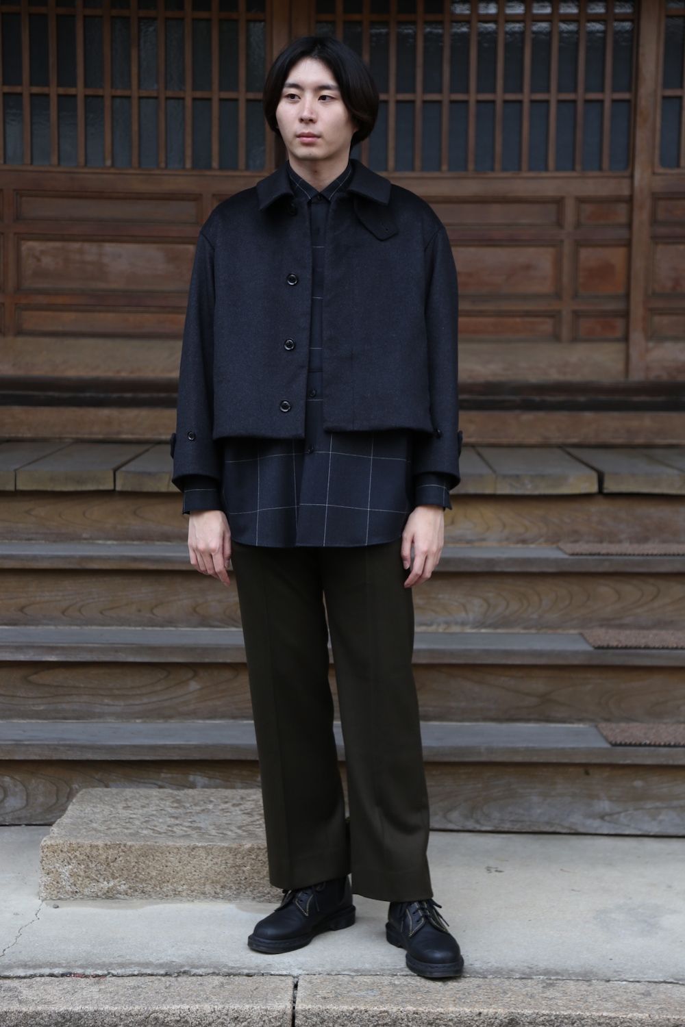YOKE 新作 CASHMERE 3WAY BAL COLLAR SHARE COAT(YK20AW0134C)"CHARCOAL"style.2020.10.10.