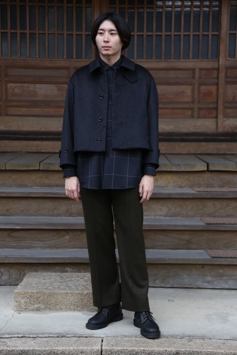 YOKE 新作 CASHMERE 3WAY BAL COLLAR SHARE COAT(YK20AW0134C)"CHARCOAL"style.2020.10.10.