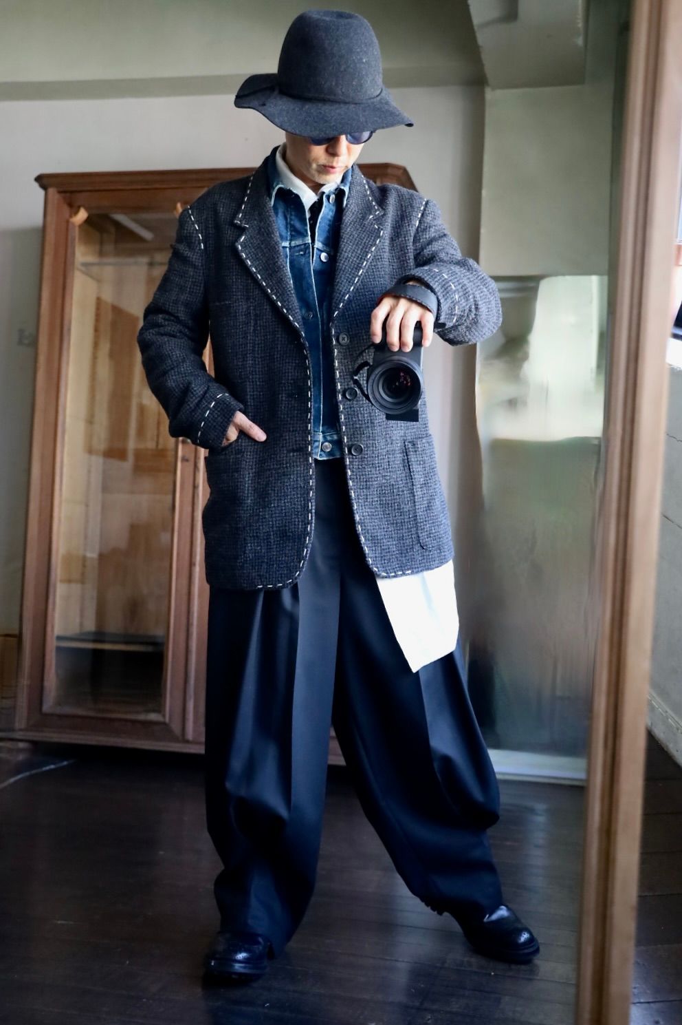 ワイズフォーメンY's for men 25AW HOUNDSTOOTH STITCH JACKET (ML-J13-106)BLACK