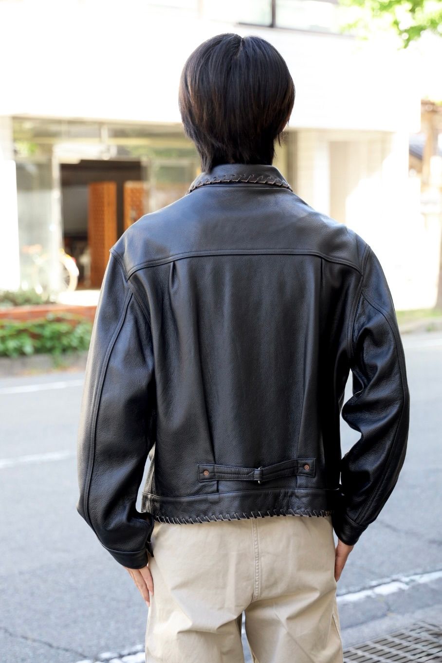 BOW WOW 26FW LACE-UP LEATHER TRUCKER JACKET(BWU-LULTJ)BLACK