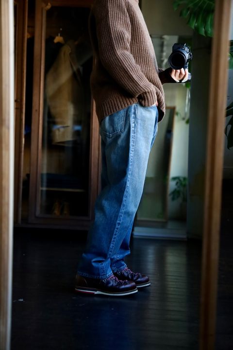 A.PRESSE No.22 Washed Wide Denim Pantsスタイル