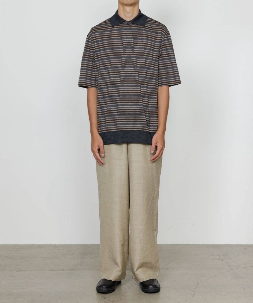 マーカ 26SS ワンボタンポロTシャツ ONE BUTTON POLO TEE S/S(M26A12CS01B)BEIGE BORDER☆新作発売！