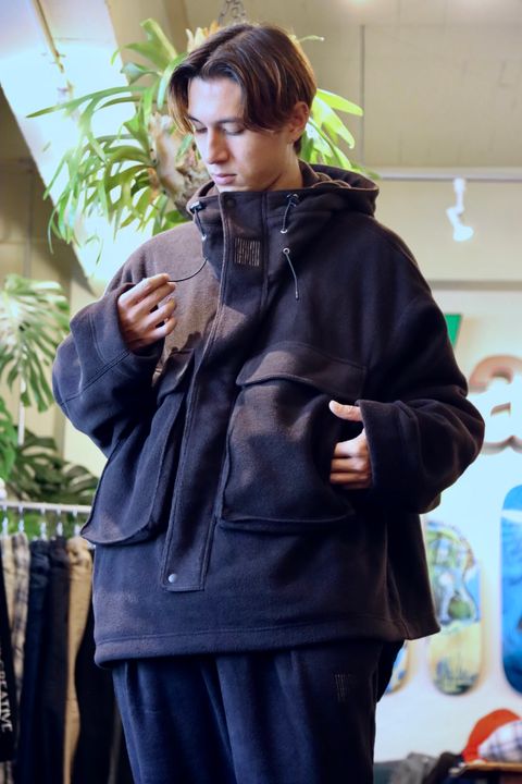 S.F.C 新作FLEECE HOODIE JACKET"BLACK"スタイル