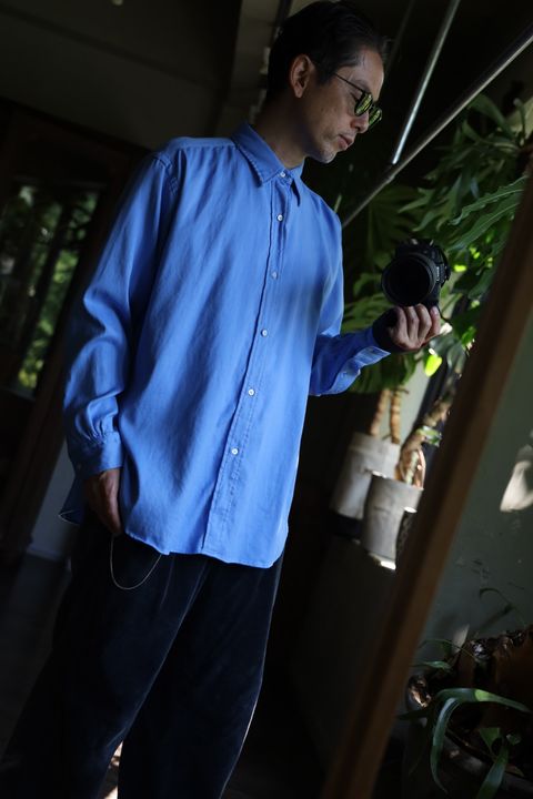 A.PRESSE Double Weave TwillRegular Collar Shirtスタイル.2024.9.4.