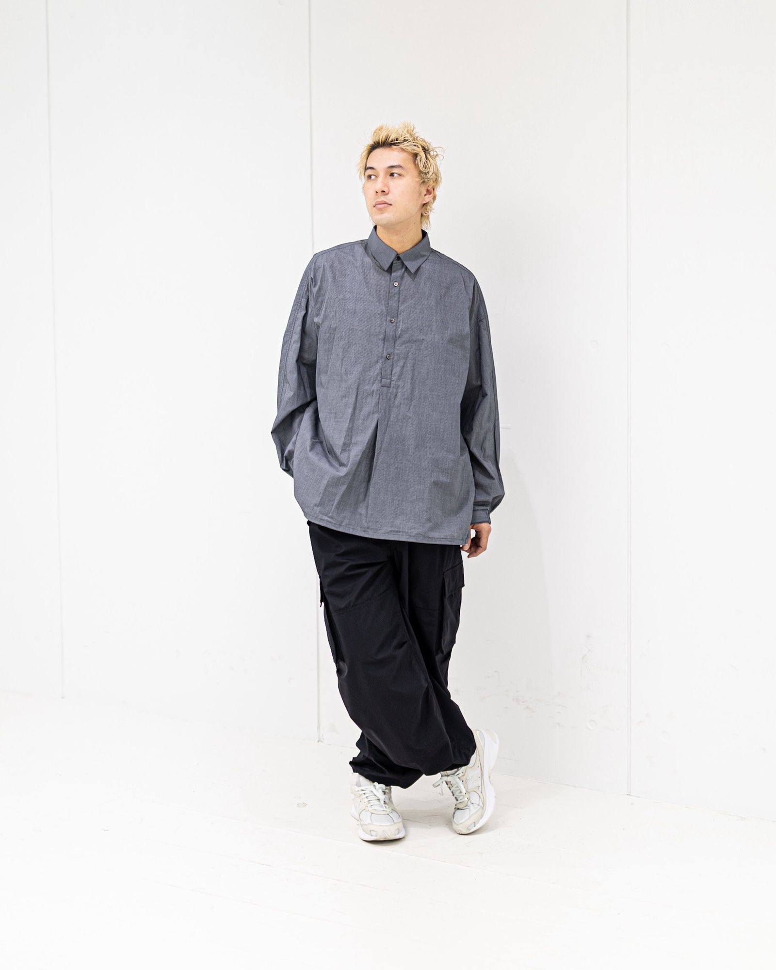 グラフペーパー 26SS Seersucker Pullover Shirt(GU261-50445)GRAY☆4月4日(土)発売！