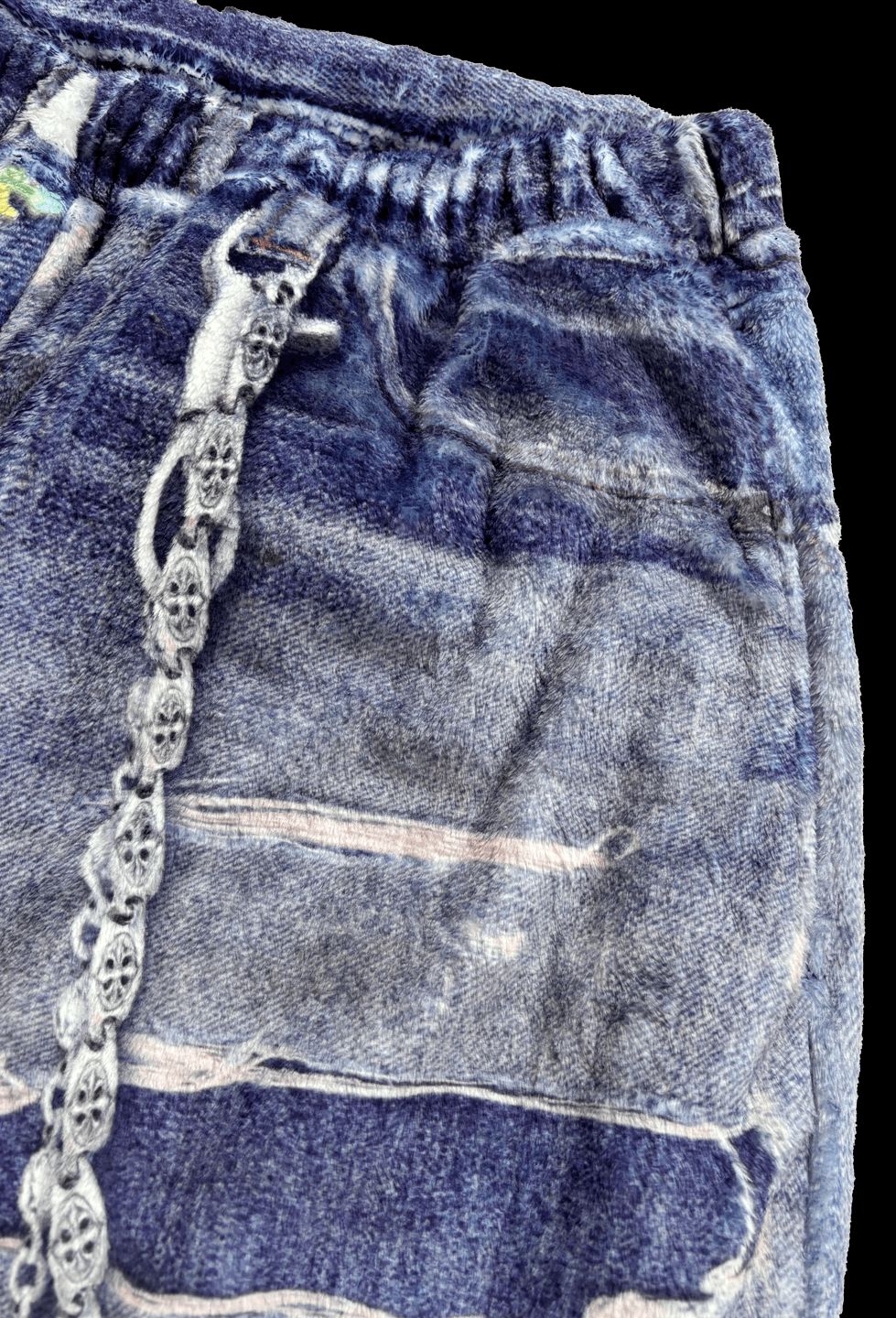 トーキングアバウト ジ アブストラクション 25AW FLEECE DENIM PRINT WIDE PANTS (2526AW-PT-005)BLUE☆新作発売！