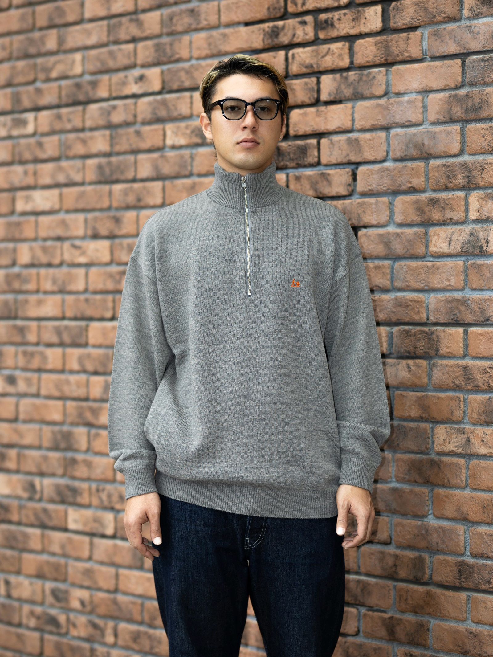 FreshService THERMAL JERSEY HARF ZIP KNIT MARK Style