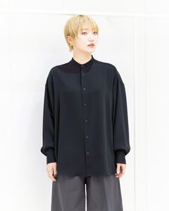 グラフペーパー26SS Women's Satin Oversized Band Collar Shirt(GL261-50078B)BLACK