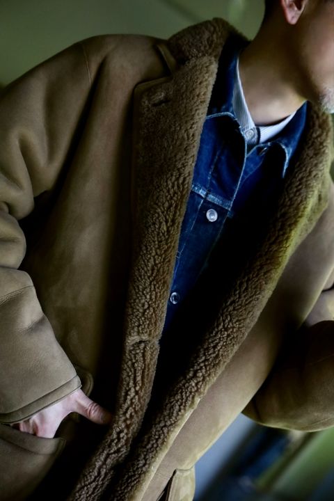A.PRESSE Mouton Coatスタイル