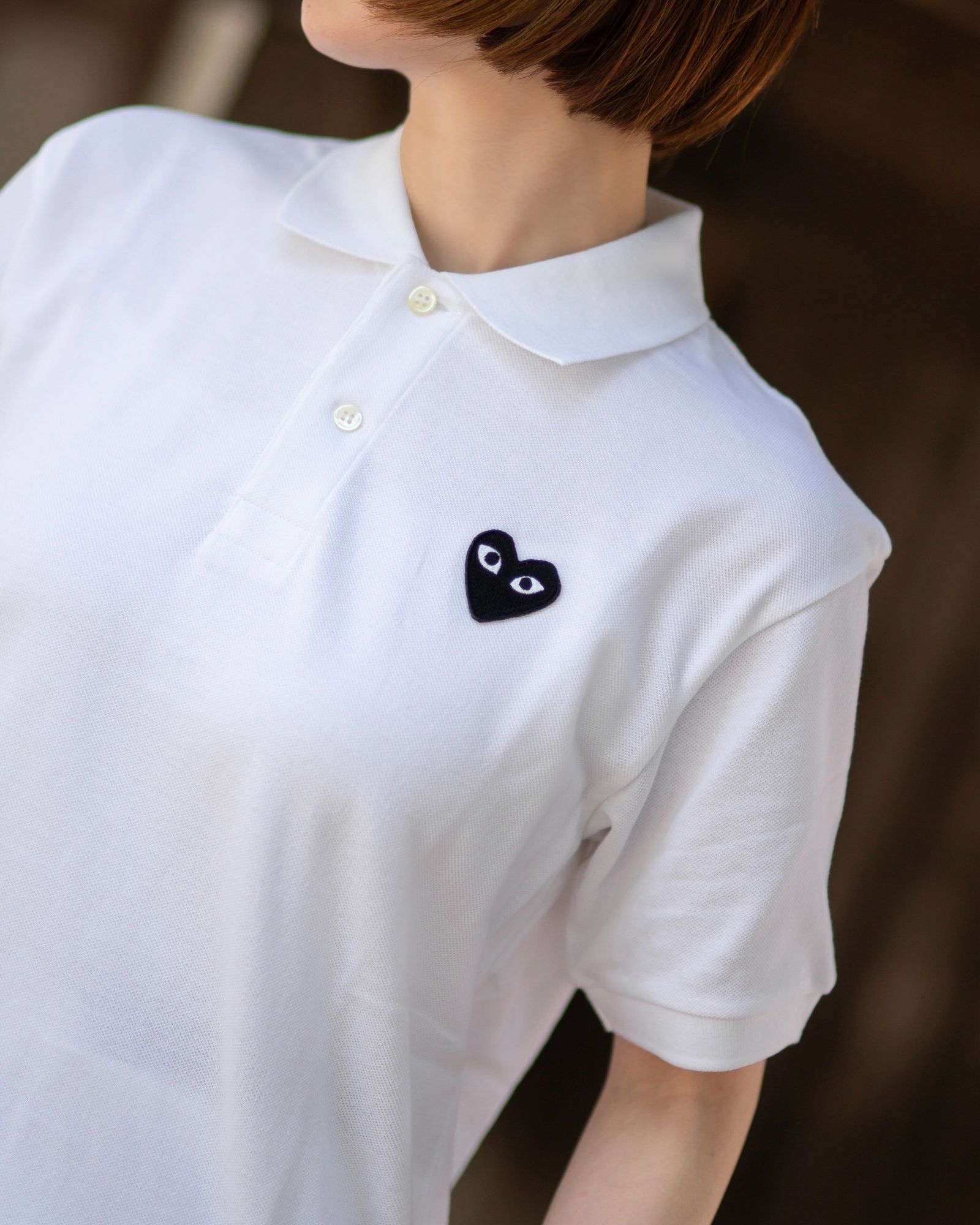 PLAY COMME des GARCONS ポロシャツ(ホワイト×ブラックハート