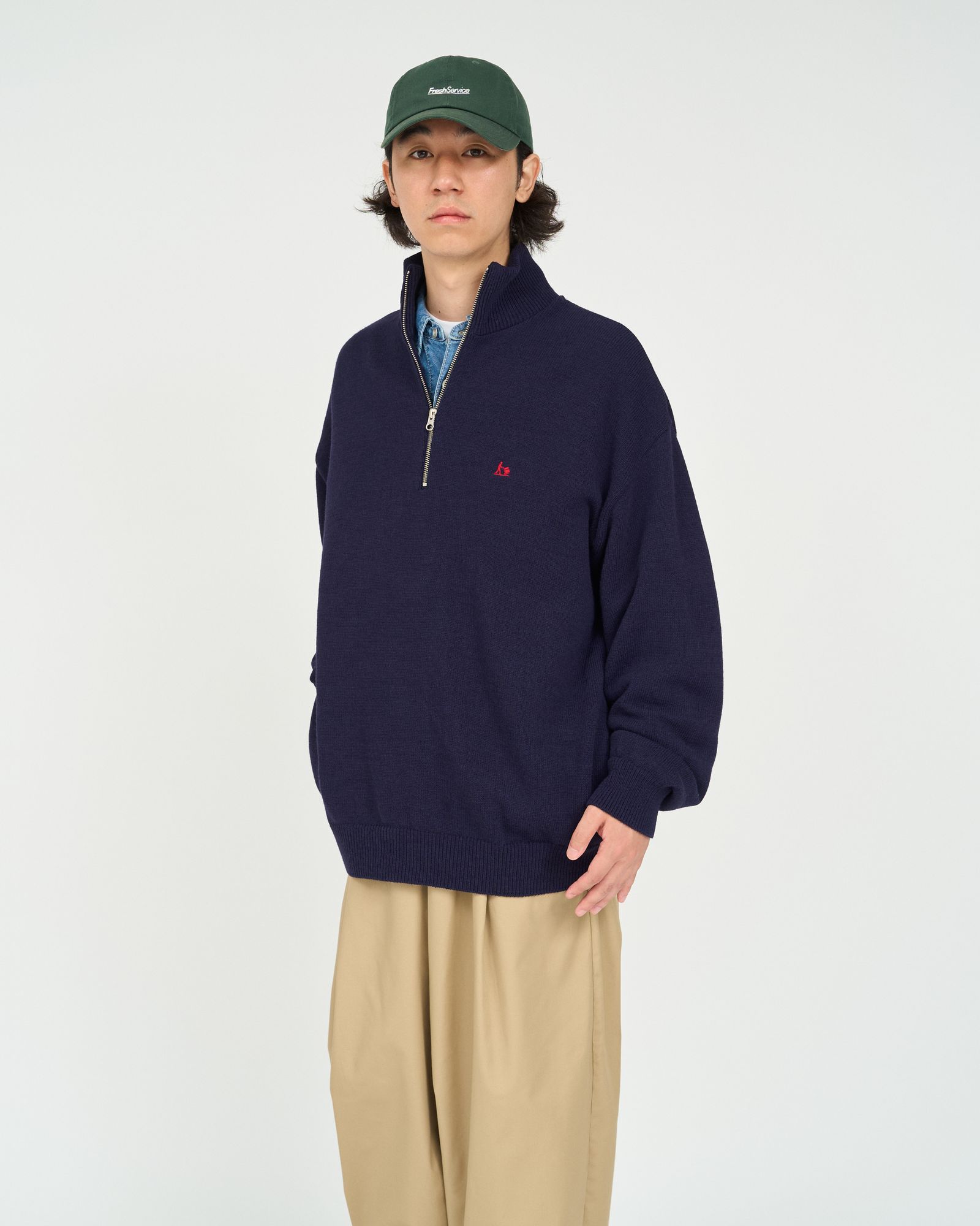 フレッシュサービス 26AW THERMAL JERSEY HARF ZIP KNIT(FSC263-80009)NAVY☆10月17日(土)新作発売！