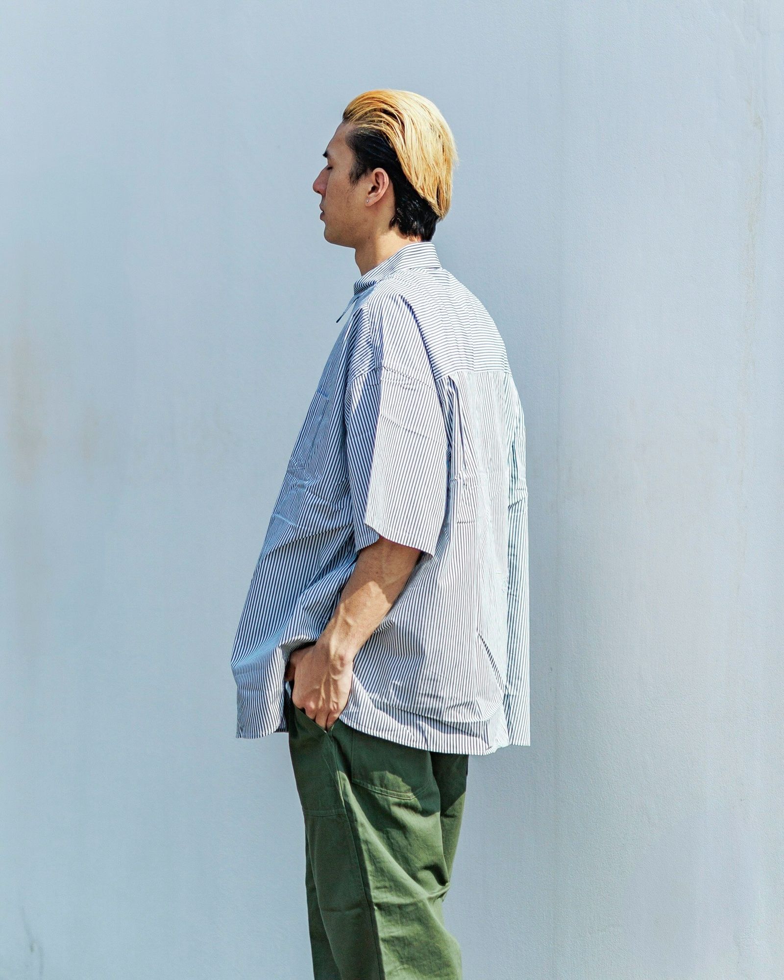 フレッシュサービス  CORPORATE UNIFORM S/S  SHIRT(GREEN STRIPE)