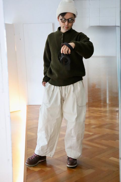 is-ness BALLOON BAKER PANTS"OFF WHITE"スタイル.2025.1.13.