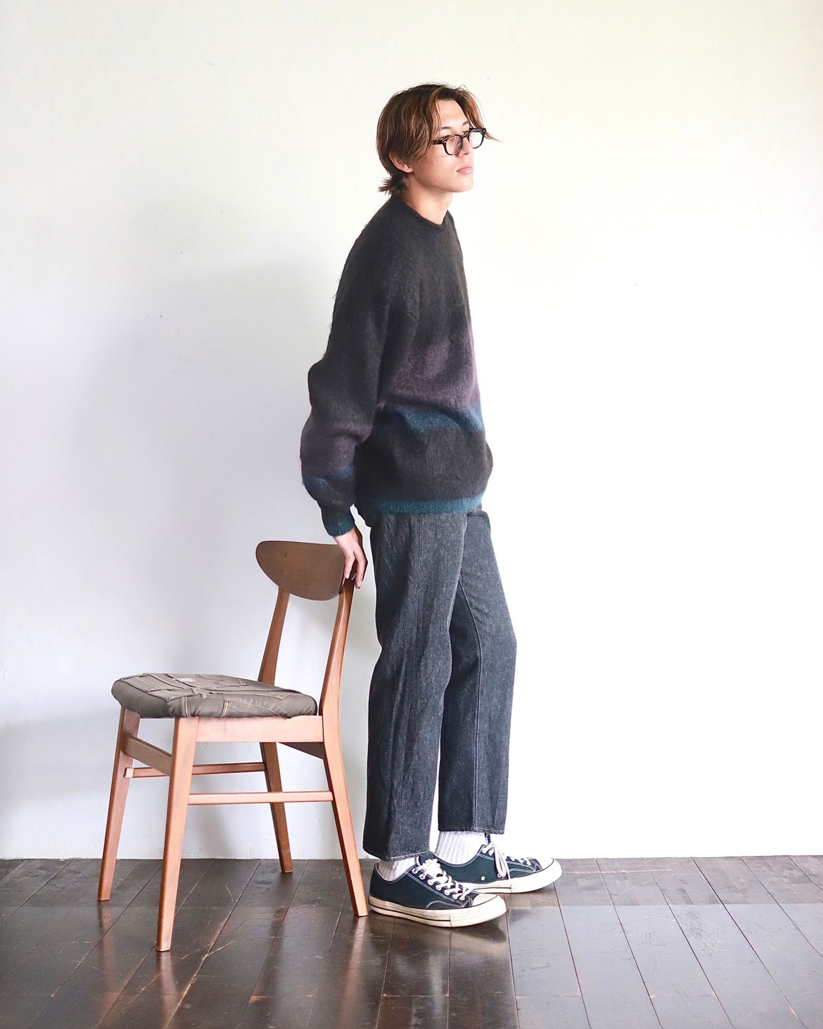 YOKE - ヨーク23AW MOHAIR BORDER CREWNECK SWEATER(YK23FW0572S)BLACK