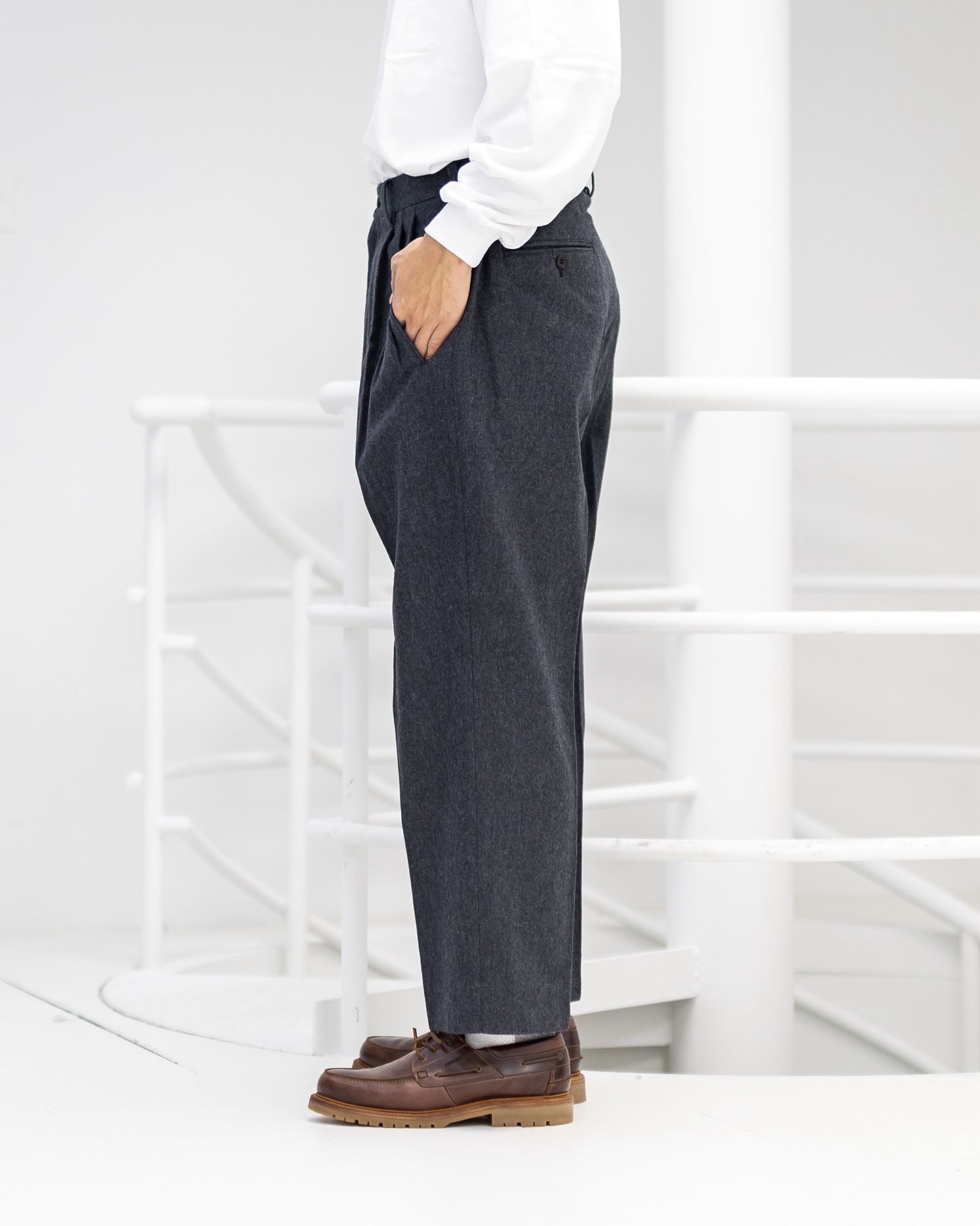 コムデギャルソンオム25FW ウールフラノパンツ(HP-P035-051)CHARCOAL☆11月1日(土)発売！