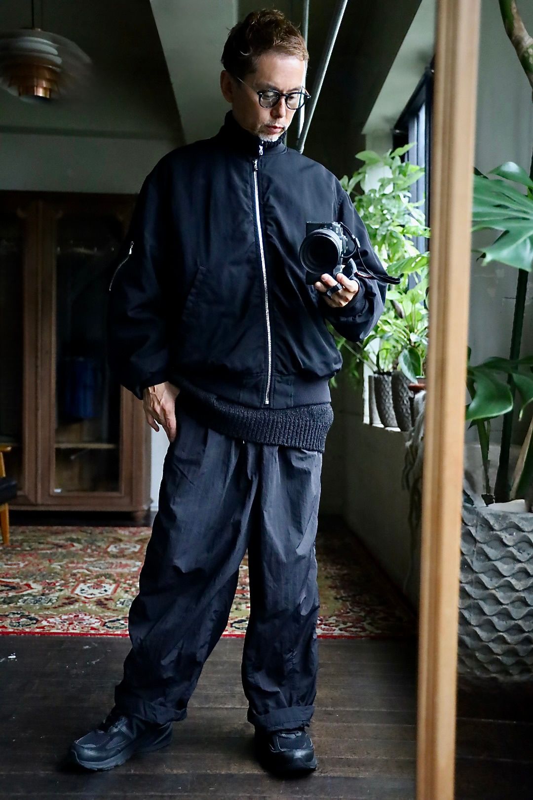 グラフペーパー Fulled Wool Twill Flight Jacket(GU263-30411)BLACK