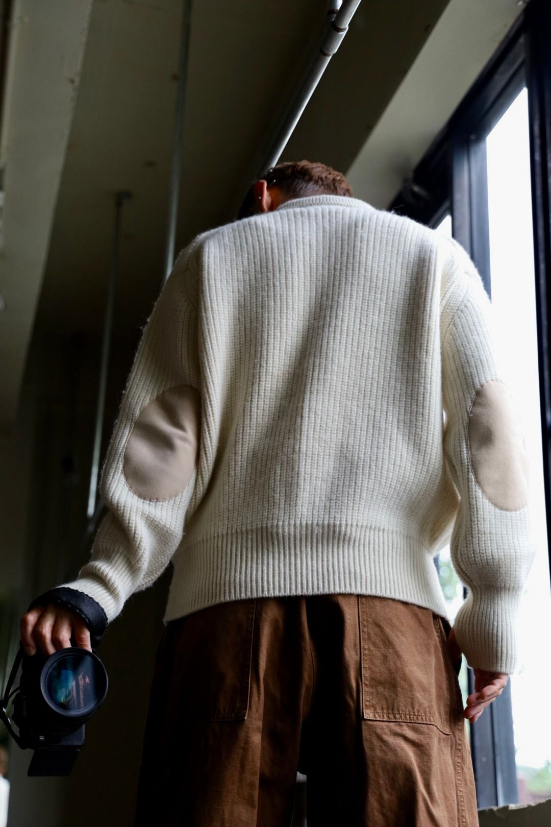 MARKAWARE 26AW RIBBED POLO COLLAR JUMPER"NATURAL WHITE"スタイル