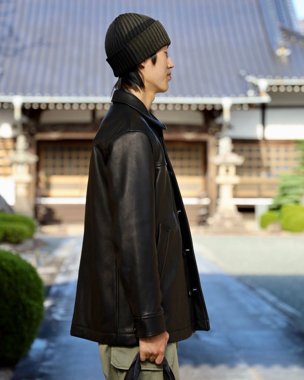 COMME des GARCONS HOMME 2WAYキルティングTOTE BAG x ディアスキンレザーカーコート