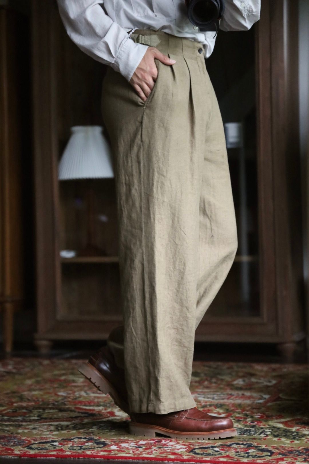 YOKE Linen Silk Kersey Double Breasted Blezer PICK UP STYLE