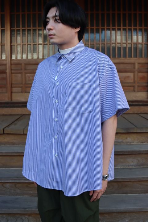 is-ness×THOMAS MASON VENTILATION SHORT SLEEVE SHIRT"BLOCKS STRIPE"style.