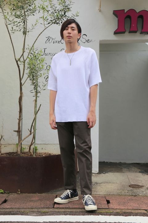 Graphpaper Stretch Typewriter Slim Chef Pants "GRAY" (GM202-40618B) style.2020.7.3.