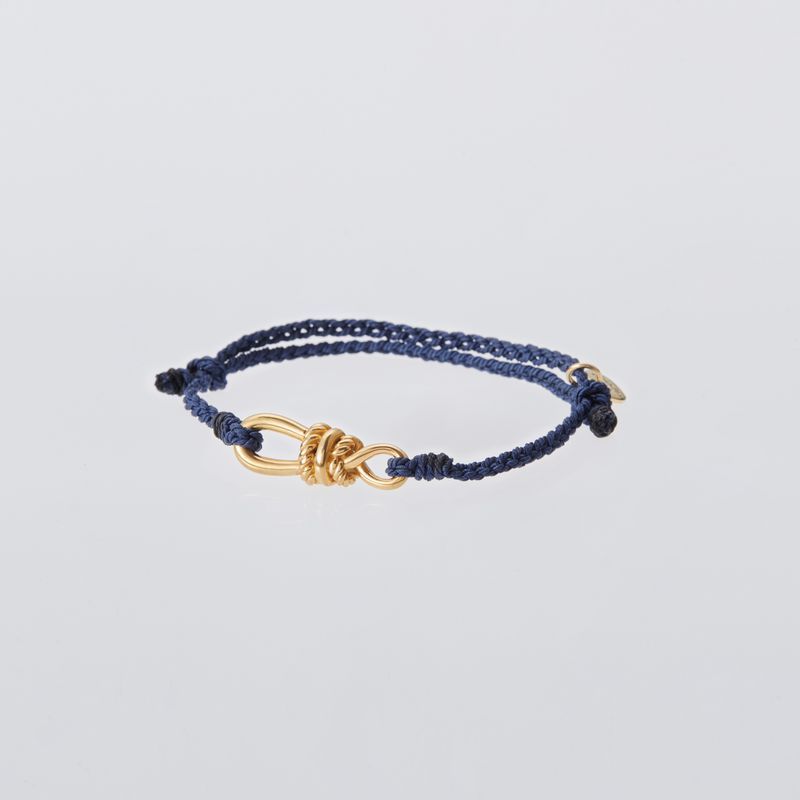 XOLO JEWELRY ショロジュエリー / Twisted Rope Link Silk Code Bracelet-Gold- (NAVY)