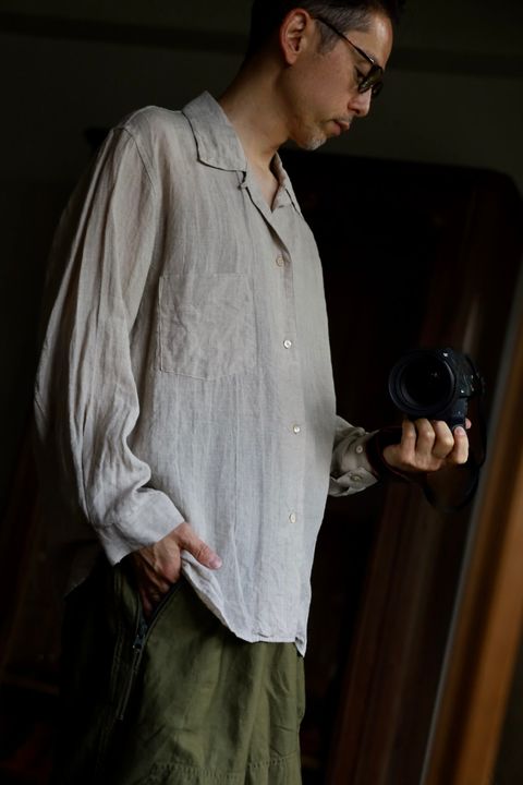 blurhms 25FW Linen Open-collar Shirt L/Sスタイル