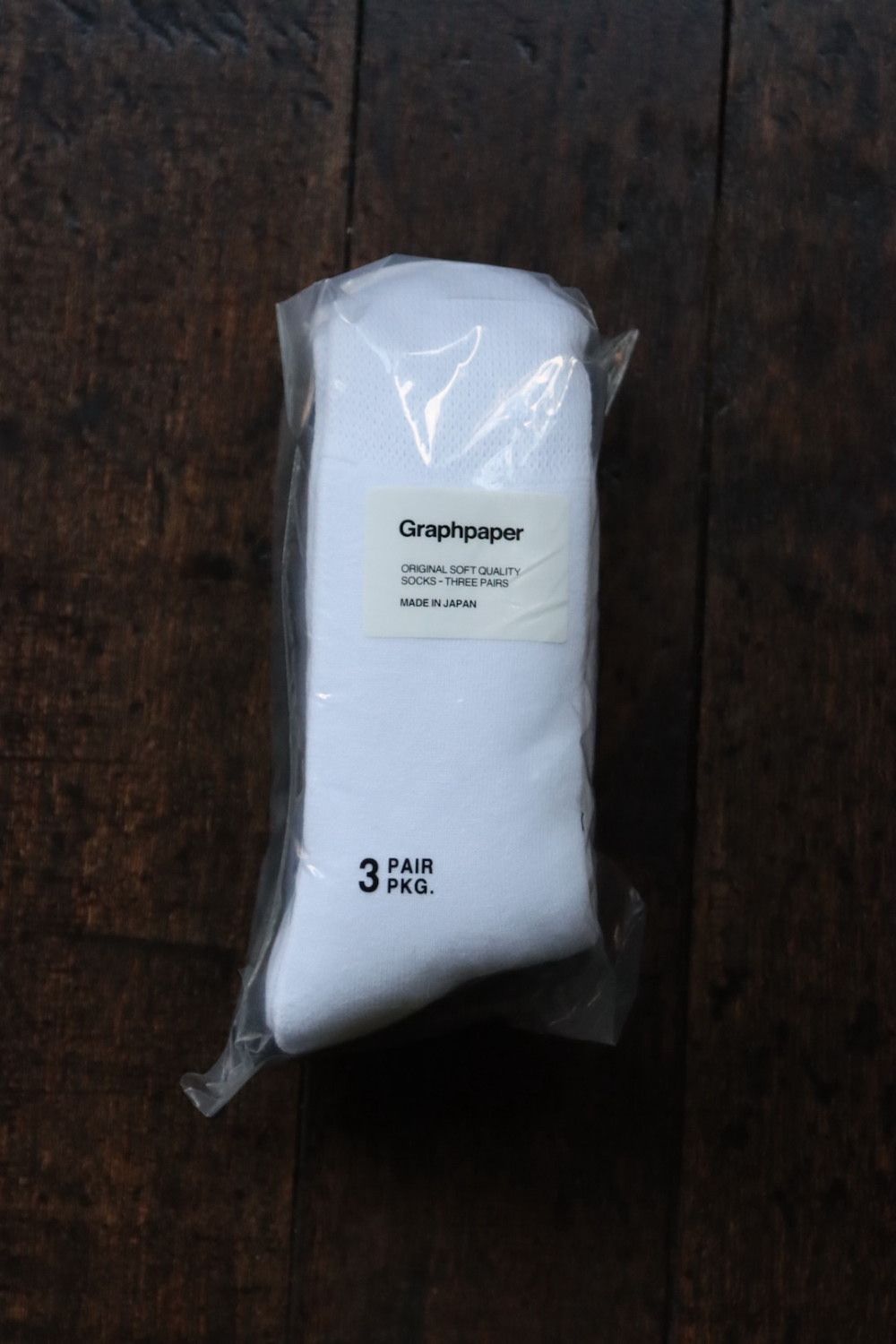 グラフペーパー 3パックソックス Graphpaper 3-Pack Socks (MONOTONE)
