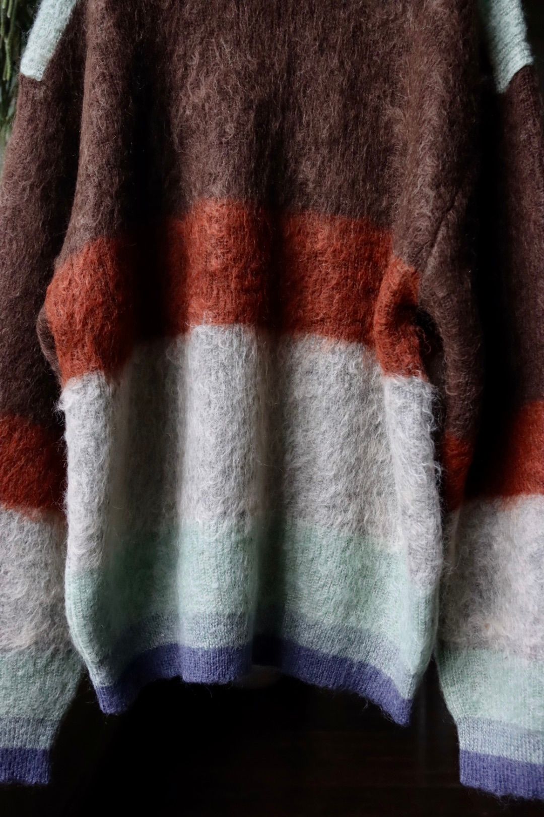 ヨーク23AW MOHAIR BORDER CREWNECK SWEATER(YK23FW0572S)BROWN