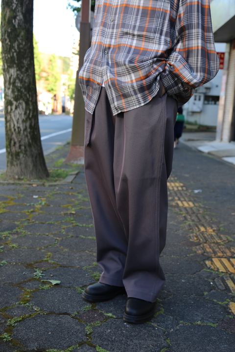 Graphpaper Tencel Check Band Collar Big Sleeve Shirt"GRAY×ORANGE"Style.2020.8.15.