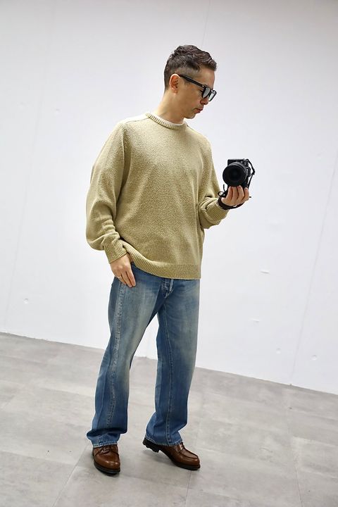 A.PRESSE 2026 STYLE1 Washed Silk Nep Crew Neck Sweater"BEIGE"スタイル