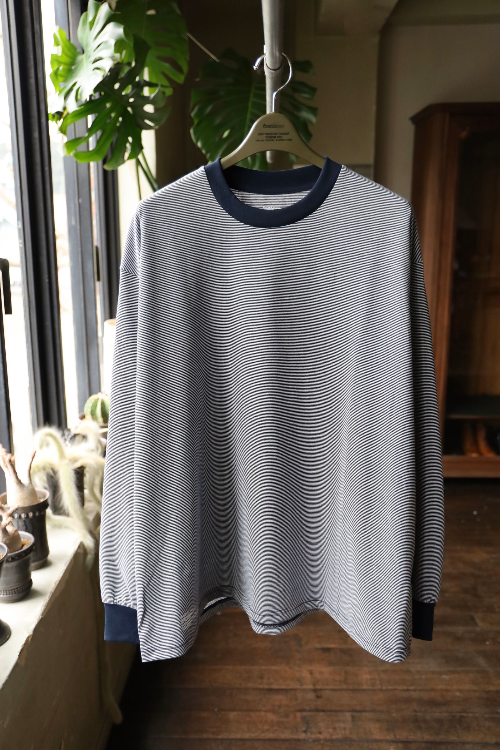 フレッシュサービス MICRO BORDER L/S TEE (FSC251-70114)WHITE×NAVY☆3月15日(土)発売！