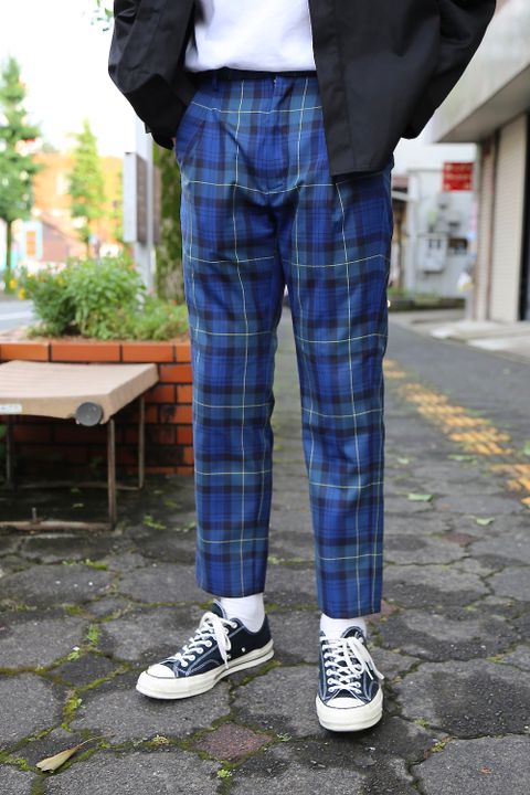 JieDa TARTAN CHECK TUCK SLACKS"NAVY"スタイル.2020.7.25.