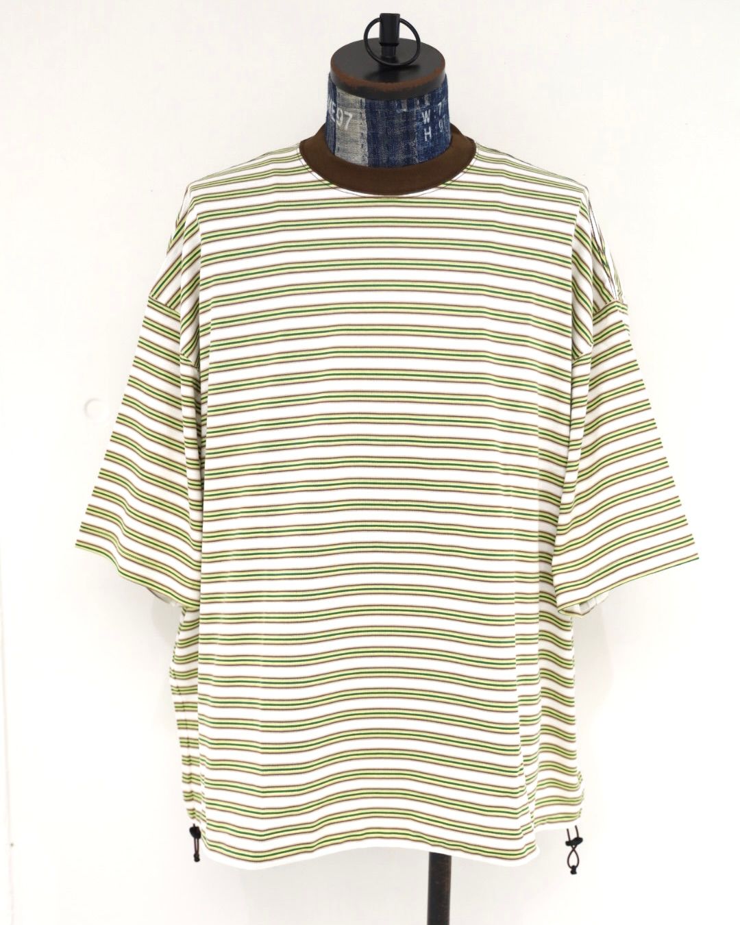 is-ness 26AW Balloon Border Short-sleeve T-Shirt(26AW_02_31SSSH05-1)BROWN x GREEN☆新作発売！