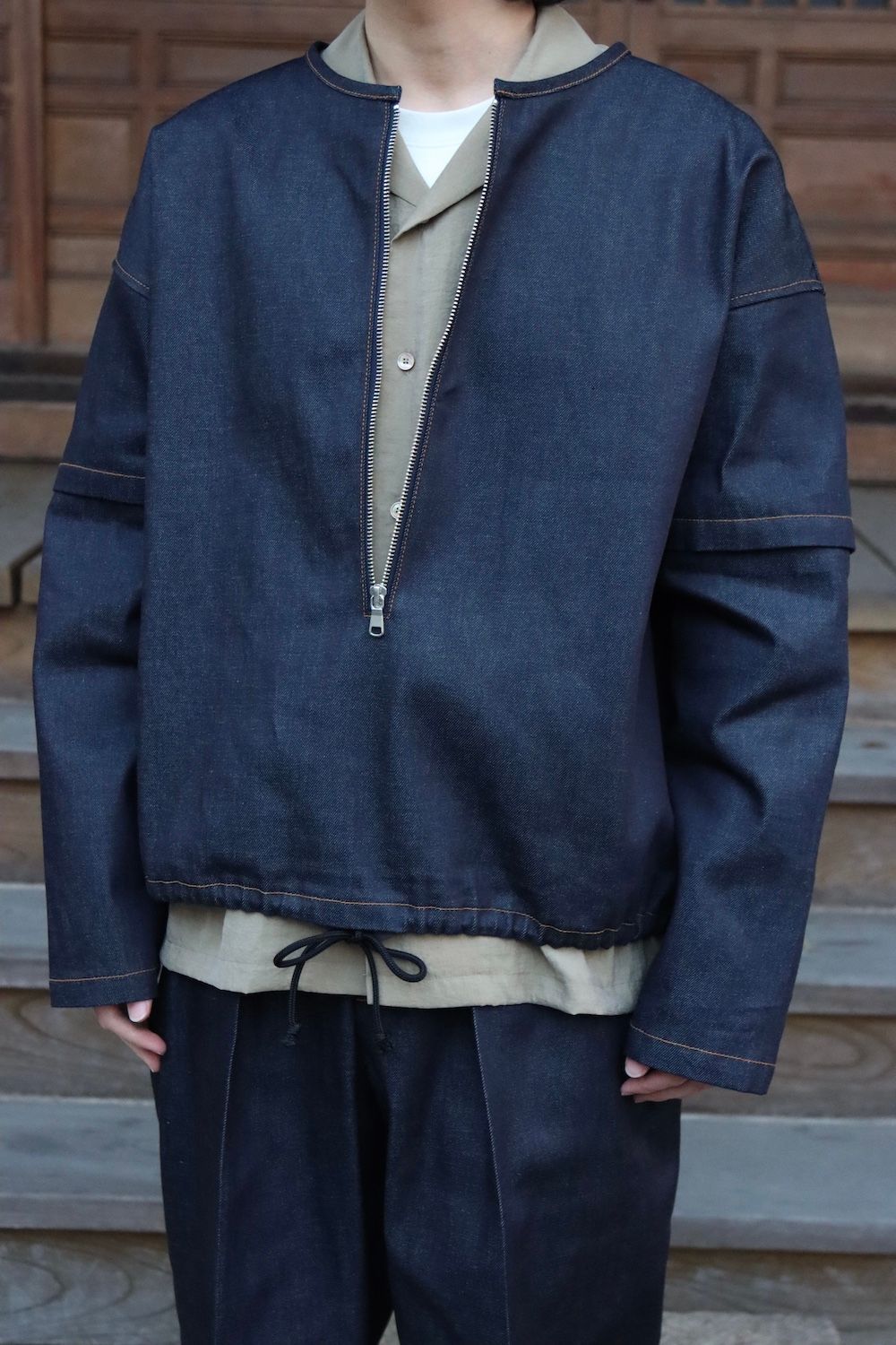 SEEALL ZIP PULLOVER JACKET,DOUBLE WAIST BELT PANTS set up style. 2022.03.17.