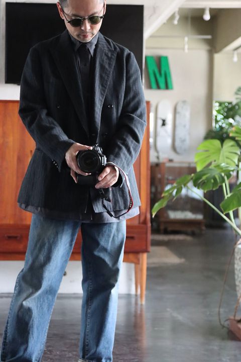 Graphpaper 22SS Garment Dyed Poplin Fatigue Shirt"C.GRAY"style.