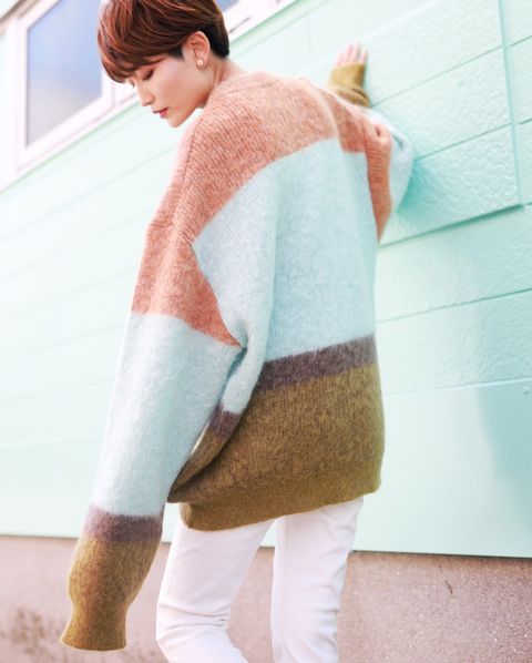 YOKE 新作MOHAIR BORDER CREWNECK SWEATER style.2023.9.2