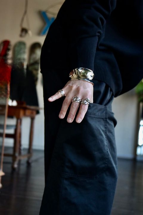 Graphpaper Suvin Herringbone Cargo Pants"BLACK"スタイル