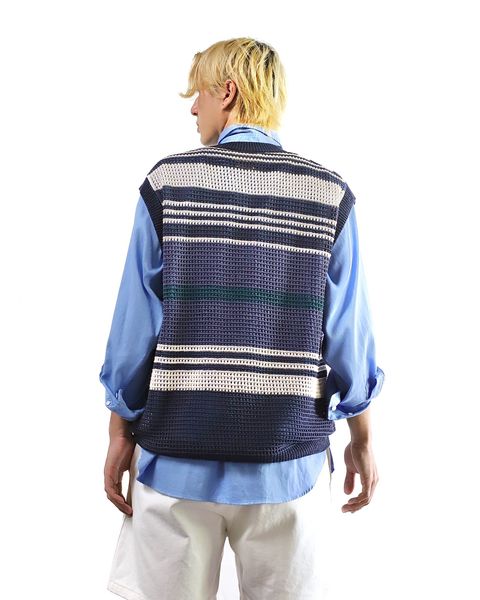 ヨーク 24SS BORDER MESH KNIT SKIPPER POLO SHIRT style 2024.5.24
