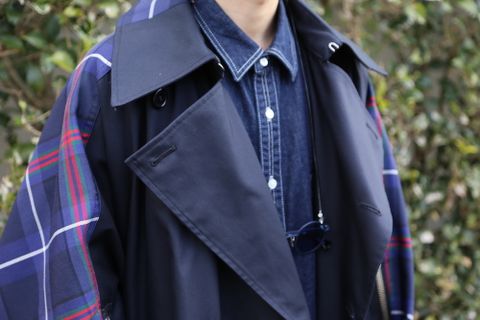 KIDILL Trench Coat(KL447) "Navy×Blue Tartan" style 2020.12.23.
