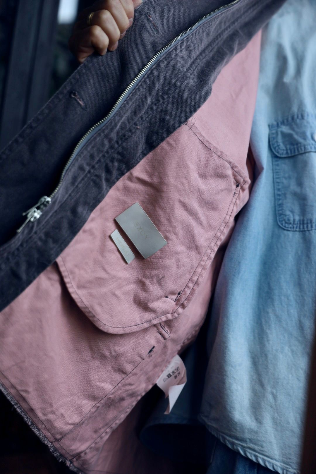 YOKE COTTON CUT-OFF COVERALL JACKET"DUSTY PINK"スタイル