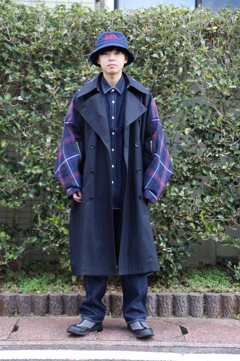 KIDILL Trench Coat(KL447) "Navy×Blue Tartan" style 2020.12.23.
