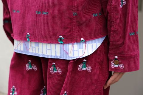 VETNAM EMBROIDERY COURDUROY JACKET & VETNAM EMBROIDERY WIDE TAPERED TROUSERSセットアップスタイル.2020.9.12.