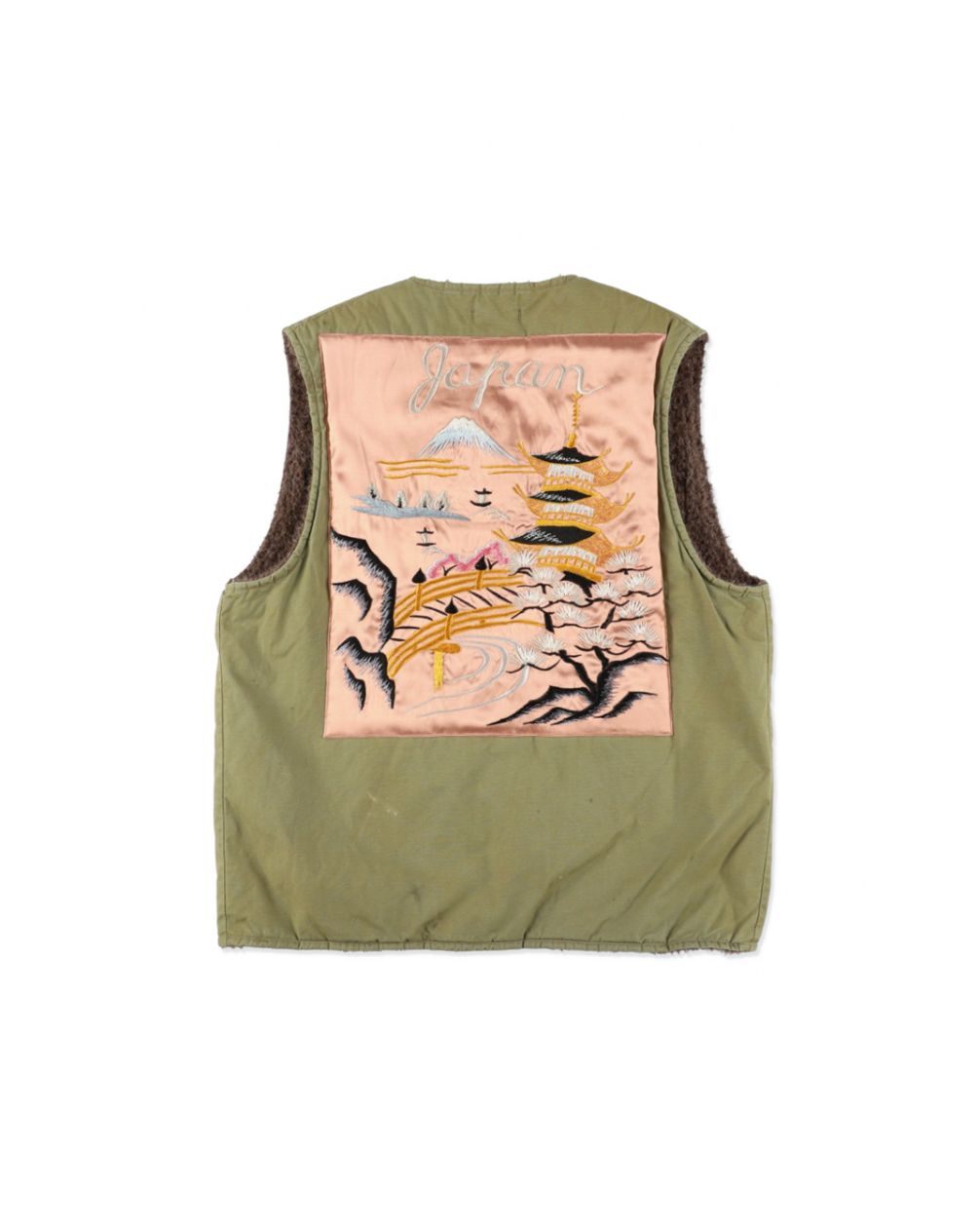 BOW WOW 25FWバウワウ REMADE USN DECK VEST SUKAJAN EMB AGED(BW252-RUDVE)AGED OD×PINK ★10月11日(土)発売！