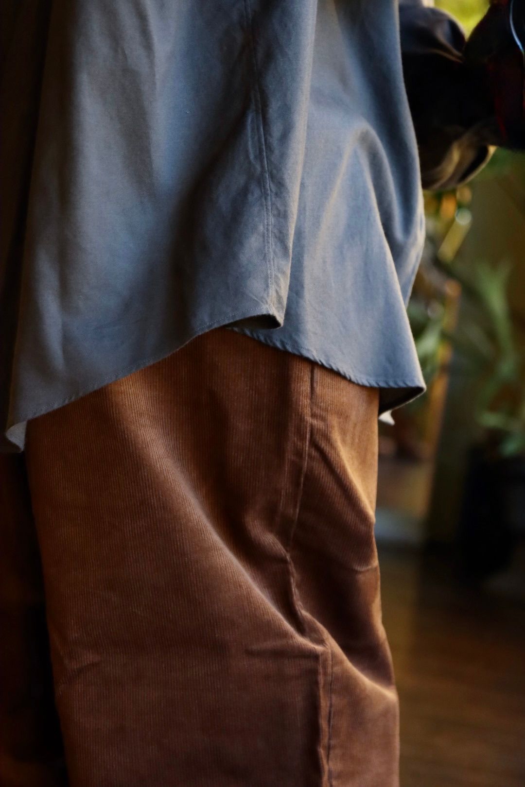 Graphpaper Cotton Cashmere L/S Oversized Regular Collar Shirt"GRAY"スタイル
