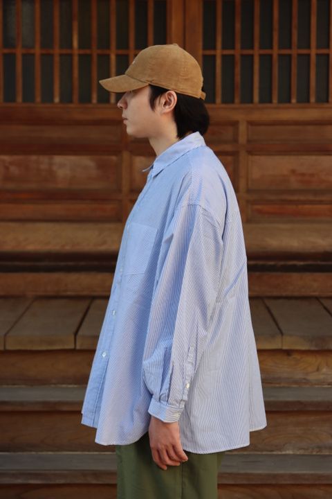 FreshService CORPORATE STRIPE REGULAR COLLAR SHIRT"WHITE×BLUE"style.