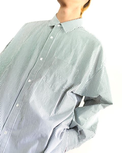 FreshService 24SS CORPORATE UNIFORM L/S SHIRT(GREEN STRIPE) style 2024.3.8