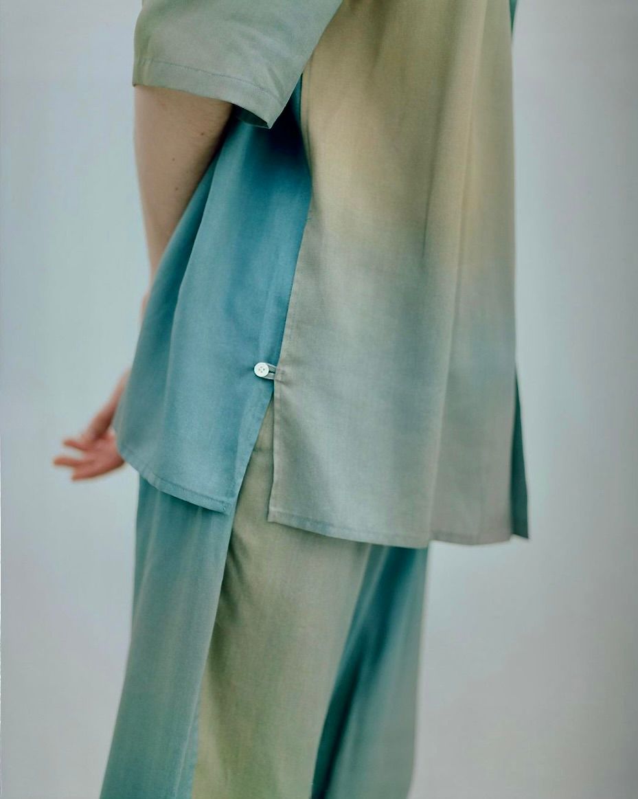 ヨーク23SSシャツ PRINTED OPEN COLLAR SHIRT(YK23SS0476SH)MIST BLUE☆2月26日発売！