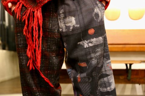 Yohji Yamamoto W-総柄中太パンツstyle.2020.10.6.